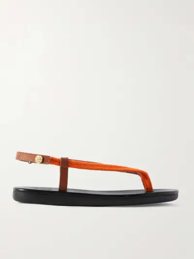 Zoi Leather-Trimmed Woven Cord Sandals