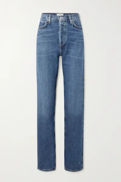 + Net Sustain 90's Pinch Waist Long High-Rise Straight-Leg Organic Jeans