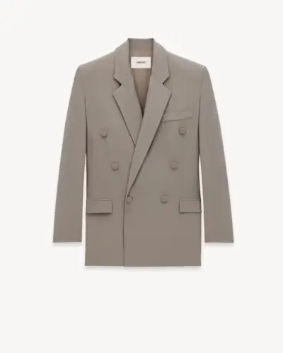 Women's Jacket in Silk Crepe in Taupe