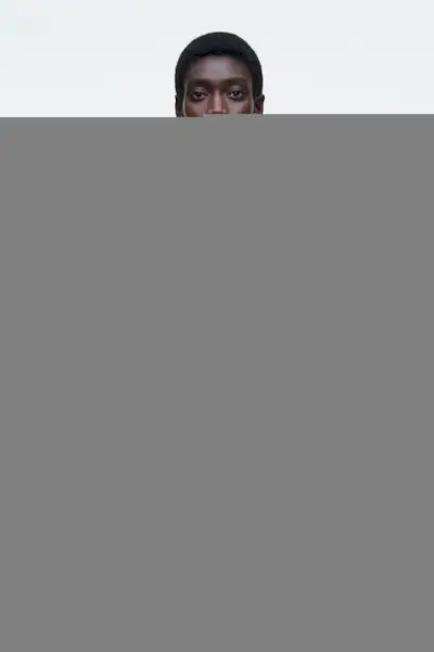 Oversized Exaggerated-Shoulder Denim-Look Blazer