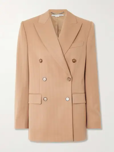 Double-Breasted Striped Wool-Blend Blazer