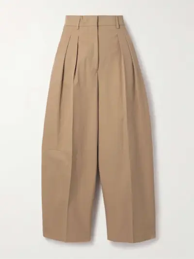 Dash Pleated Cotton-Twill Barrel-Leg Pants