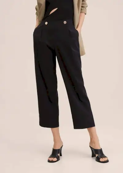 Mango + Cropped Button Pants