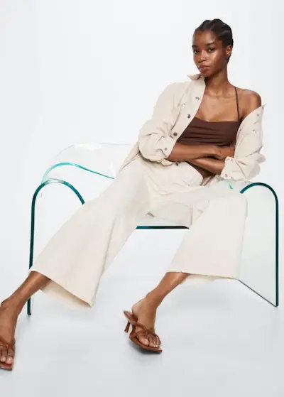 Mango + Mid Waist Culotte Jeans