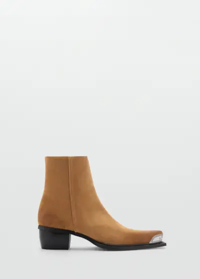 Metallic Pointed Toe Leather Ankle Boots - Women | Mango Usa