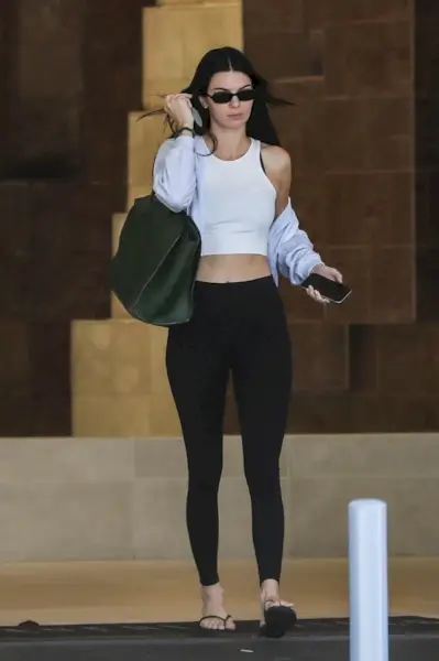 Kendall Jenner wearing fall 2025 leggings outfit