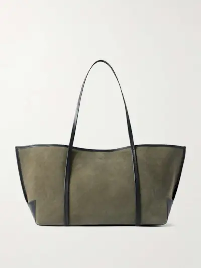 Bateau Leather-Trimmed Suede Tote