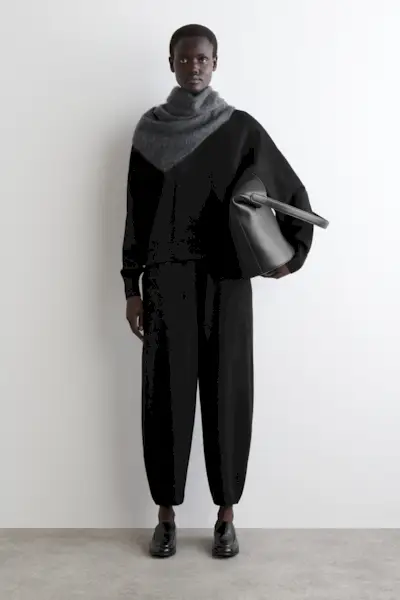 Merino Wool Barrel-Leg Pants