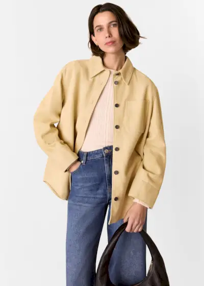 Neutral Sam Suede Leather Overshirt