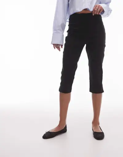 Topshop Bengaline Capri in Black