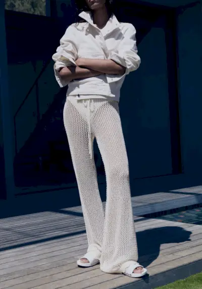 Cotton-Linen Wide-Leg Trousers