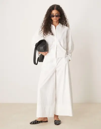 Asos Design Clean Wide Leg Culottes Co-Ord in White