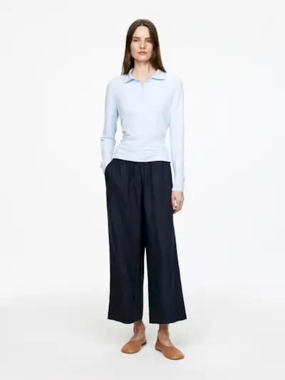 Cropped Linen Trousers – Dark Blue – Women – Arket Gb