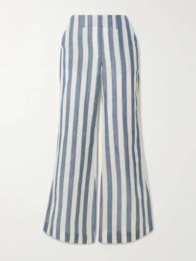 Charlie Sailor Striped Linen and Cotton-Blend Flared Pants