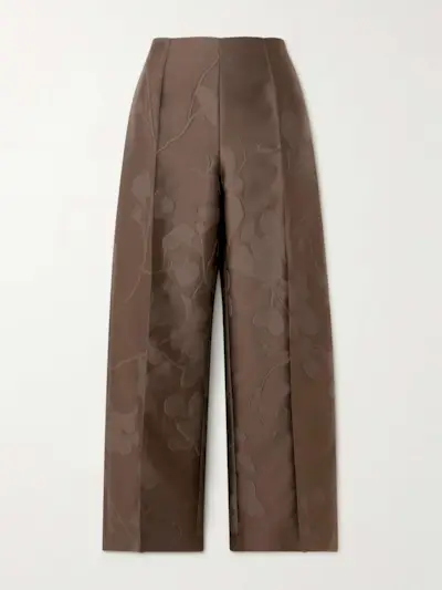 Daffy Cropped Cloqué Wide-Leg Pants