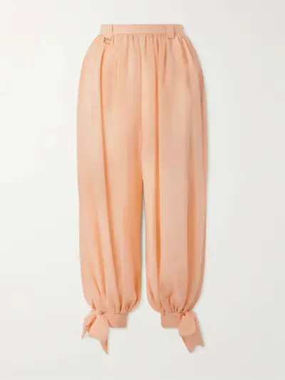 Pleated Silk-Charmeuse Tapered Pants