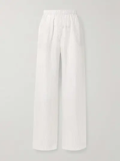 Brenna Striped Oxford Wide-Leg Pants