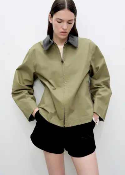 Cotton Jacket With Contrasting Collar - Women | Mango United Kingdom