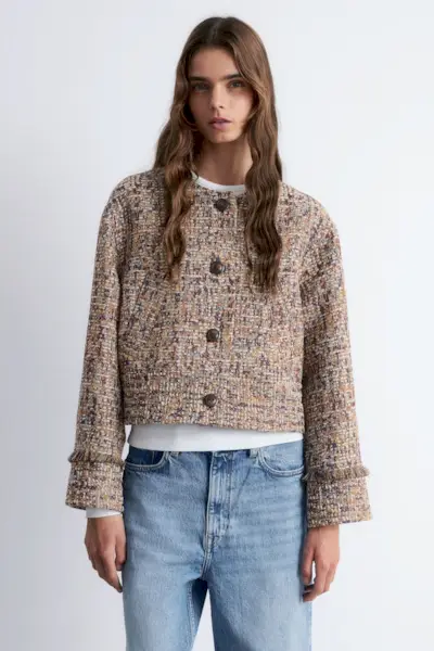 Cropped Bouclé Jacket