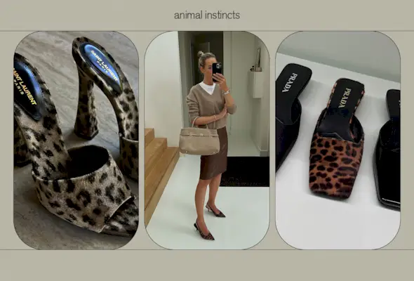 A collage of influencer images featuring leopard-print shoes.