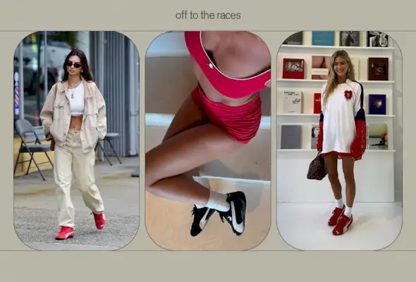 A collage of influencer images featuring Puma Speedcat sneakers.