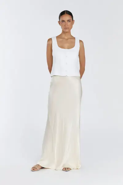 Charli Cream Satin Maxi Skirt