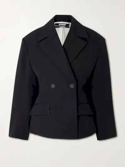 Norma Oversized Double-Breasted Wool-Twill Blazer