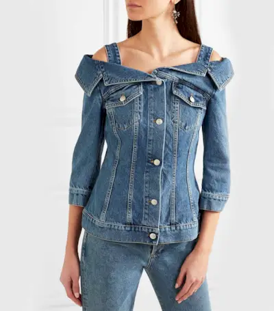 Alexander McQueen + Cold-Shoulder Denim Jacket