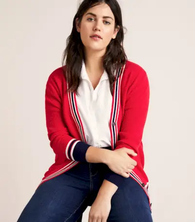 Violeta by Mango + Contrasting Buttoned Cardigan