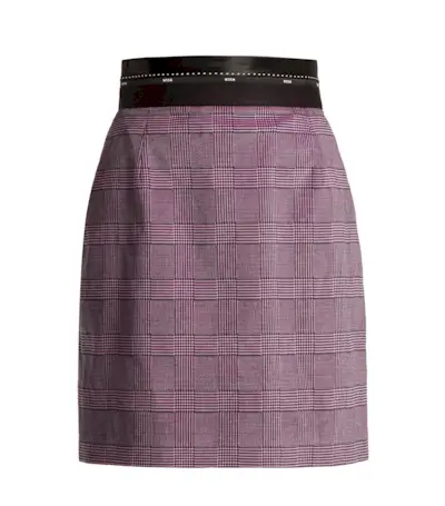 MSGM + Prince of Wales Check Stretch Cotton Velvet Skirt