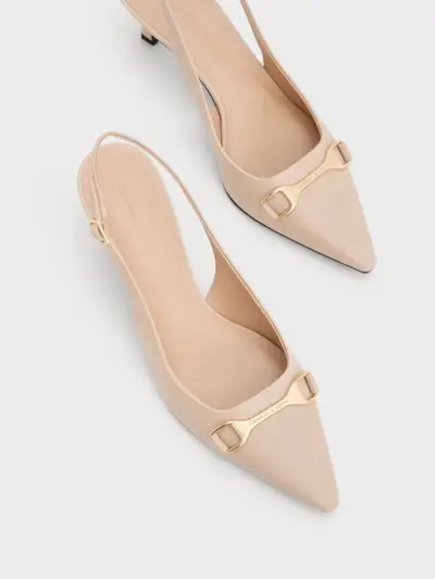 Metallic-Accent Slingback Pumps