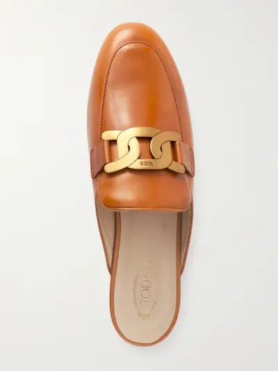 Embellished Leather Slippers