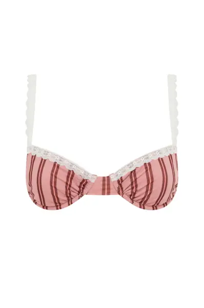 Jeanie Bikini Top | Pink Stripe