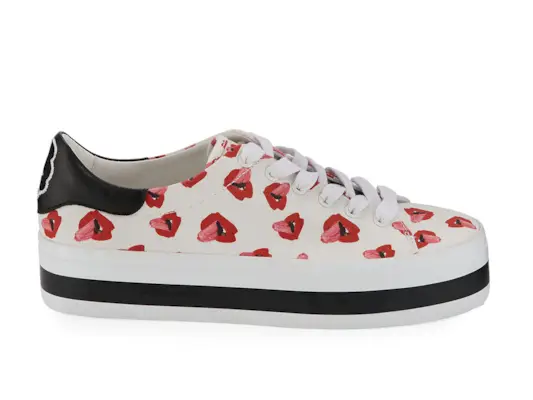 Alice + Olivia + Ezra Printed Canvas Lace-Up Platform Low-Top Sneaker