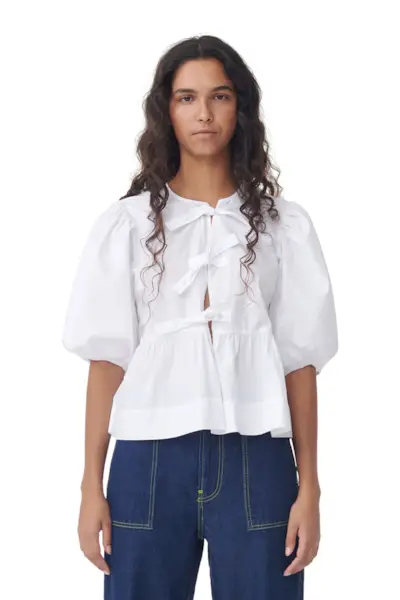 Ganni + Cotton Poplin Blouse