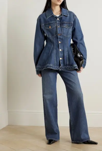 GOLDSIGN + + NET SUSTAIN The Benning Organic Denim Peplum Jacket