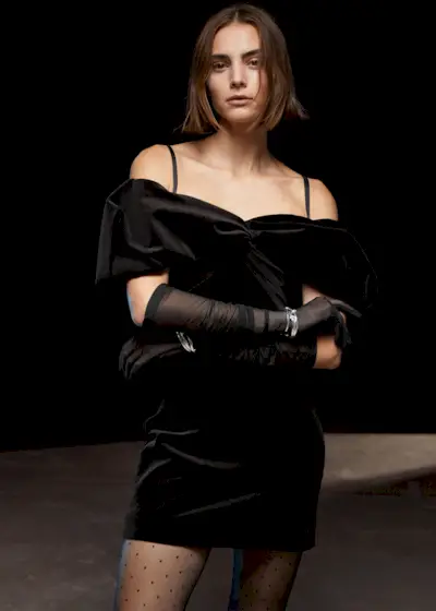 & Other Stories + Off-Shoulder Velvet Mini Dress