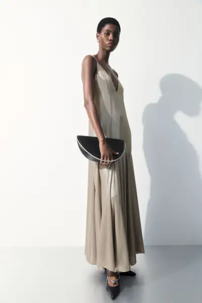 COS + The Metallic Flared Slip Dress