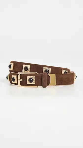 Aureum No. 2 Chocolate Suede Studded Belt