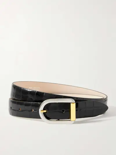 Mija Mixed Metal Croc-Effect Leather Belt