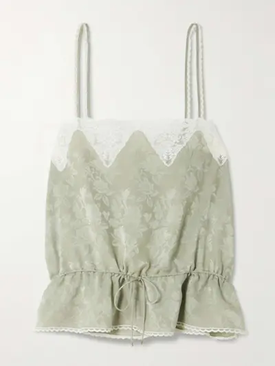 Lace-Trimmed Silk-Jacquard Camisole