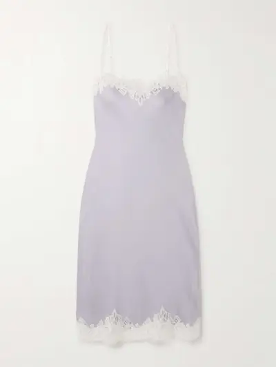 Lace-Trimmed Satin-Crepe Dress