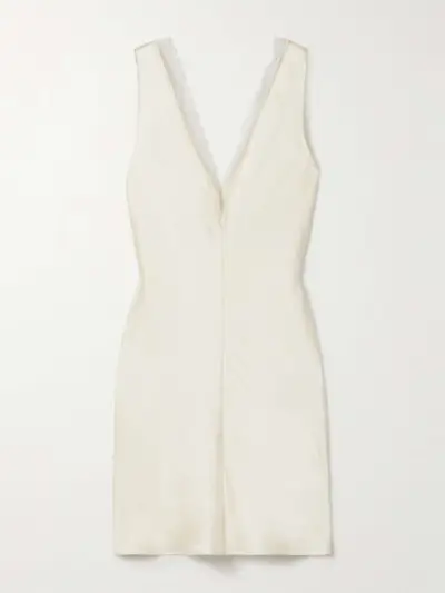 Barb Lace-Trimmed Hammered-Satin Mini Dress