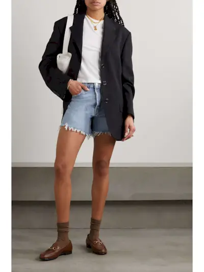 Parker Long Distressed Organic Denim Shorts