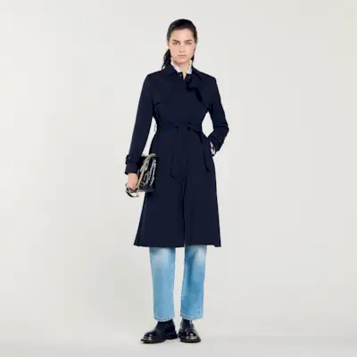 Trench Coat With Pleated Inset