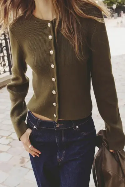 Rib-Knit Cotton Cardigan