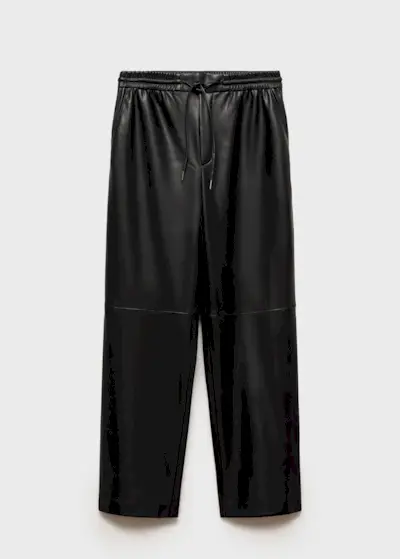 Mango, Leather-Effect Elastic Waist Trousers