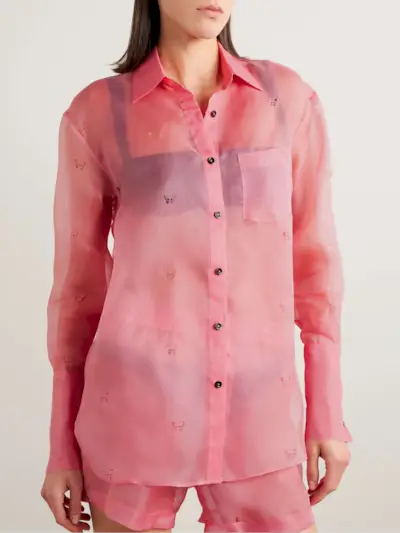 Laser-Cut Silk-Organza Shirt