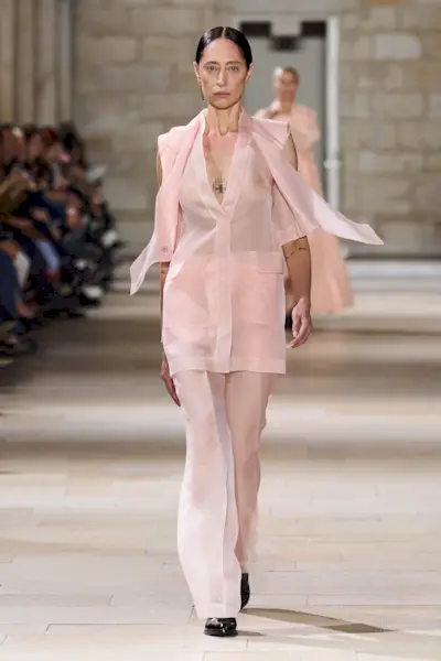 A sheer look from Akris Spring/ Summer 2025.