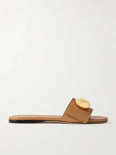 Pebble Embellished Leather Slides